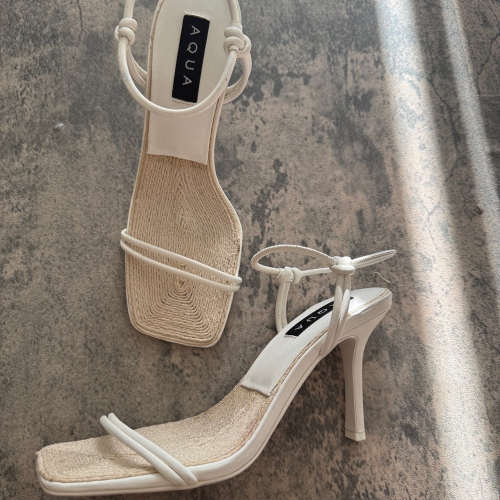 Women's AQUA White Heeled Sandals